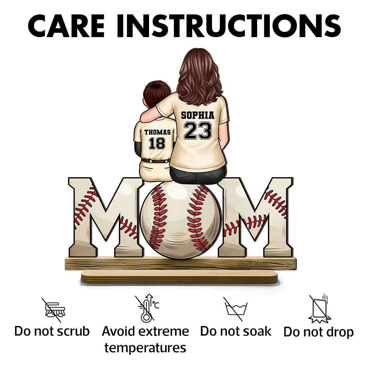 Baseball, Softball Mom And Kids - Personalized 2-Layered Wooden Plaque - Gift for Mom, Gift for Grandma, Gift for Wife