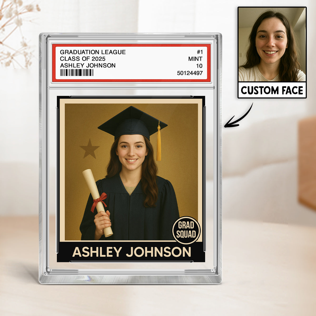 Graduation Gift Graduate Trading Card Style Personalized Acrylic Block Plaque, Unique Keepsake, Graduation Gift