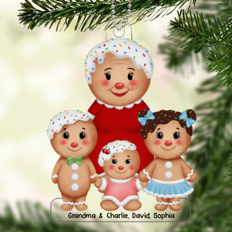Gingerbread Grandma Grandkids Christmas Gift For Grandma Granddaughter Grandson Personalized Acrylic Ornament