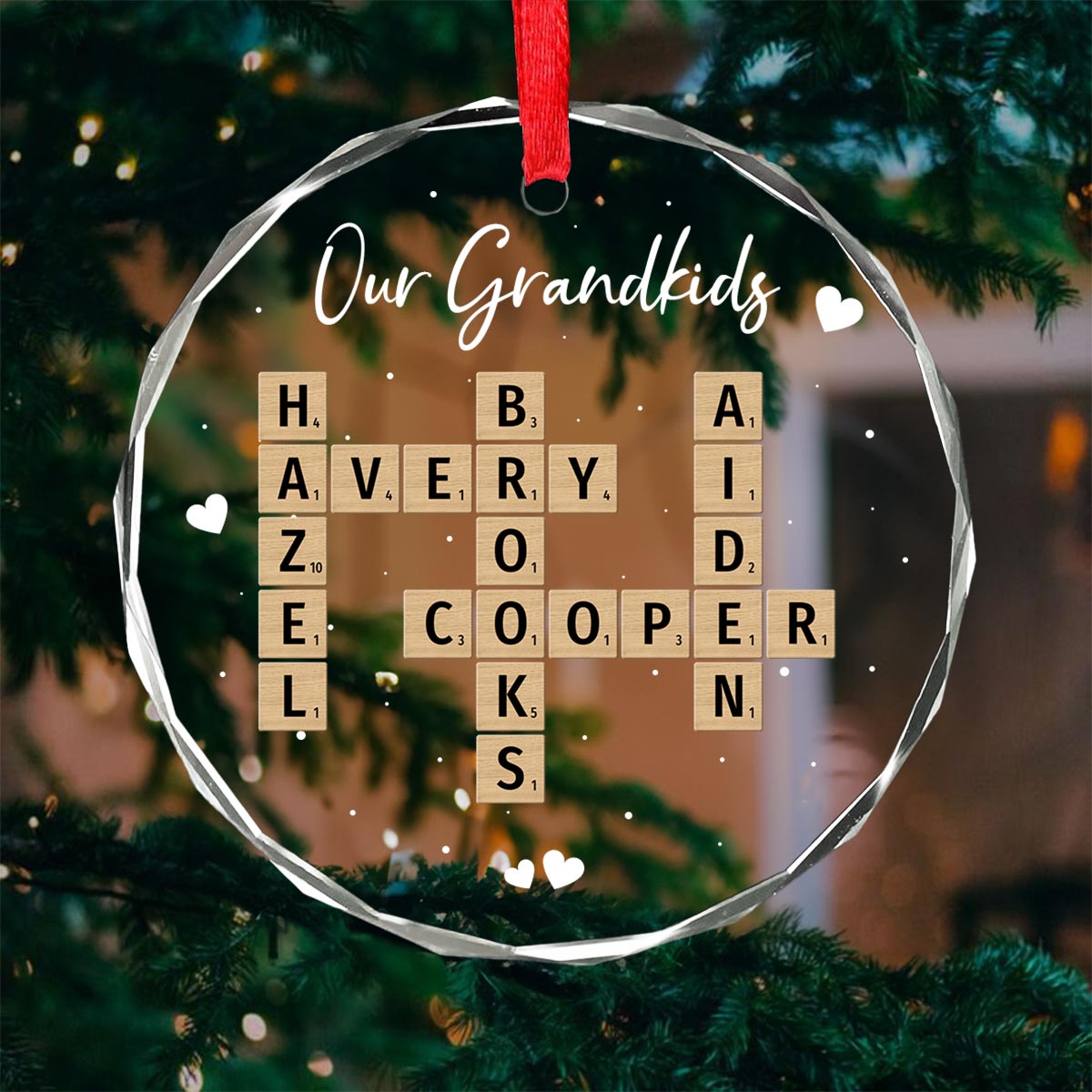 Unique Decor Crossword Puzzle Art - Personalized Glass Ornament