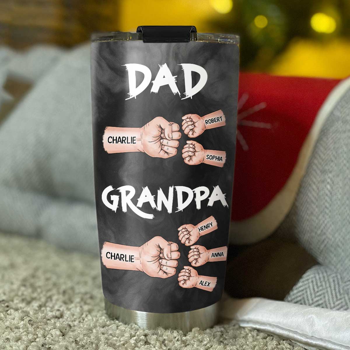 Dad Grandpa Fist Bump Personalized Tumbler, Gift For Dad, Grandpa