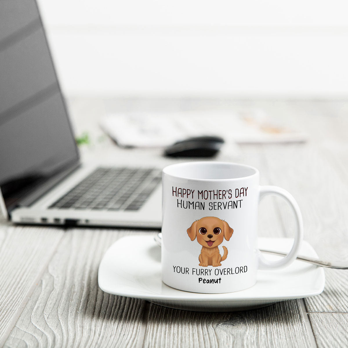 Watercolor Cute Dogs Happy Mother's Day Human Servant Personalized Mug, Gift For Dog Mom, Dog Lovers
