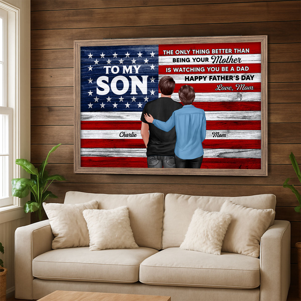 Nation Flag To My Son Happy Father's Day Personalized Poster, Heartfelt Father's Day Gift For Son