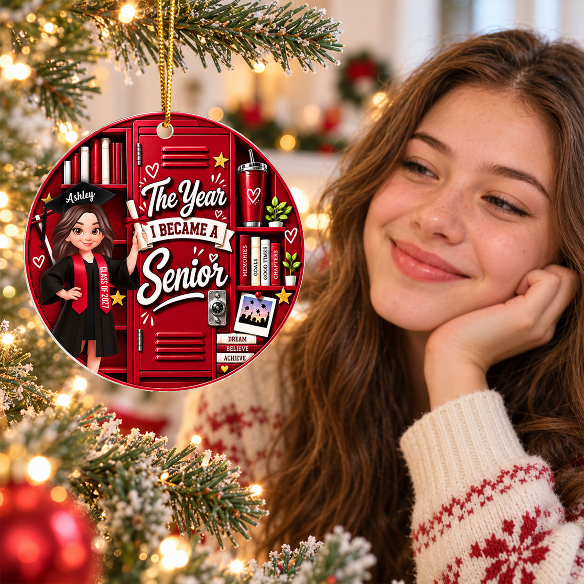 The Year I Became A Senior Locker - Personalized Acrylic Ornament - Graduation Gift For High School Senior, Daughter, Son, Grandkids