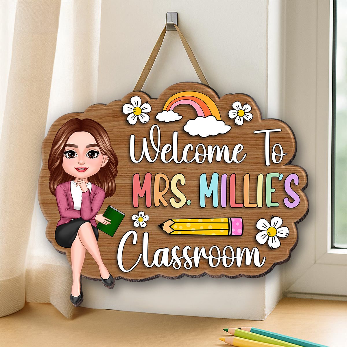 Personalized 3D Effect Teacher Door Sign, Welcome to Teacher's Classroom, Back to School Gift, Classroom Decoration