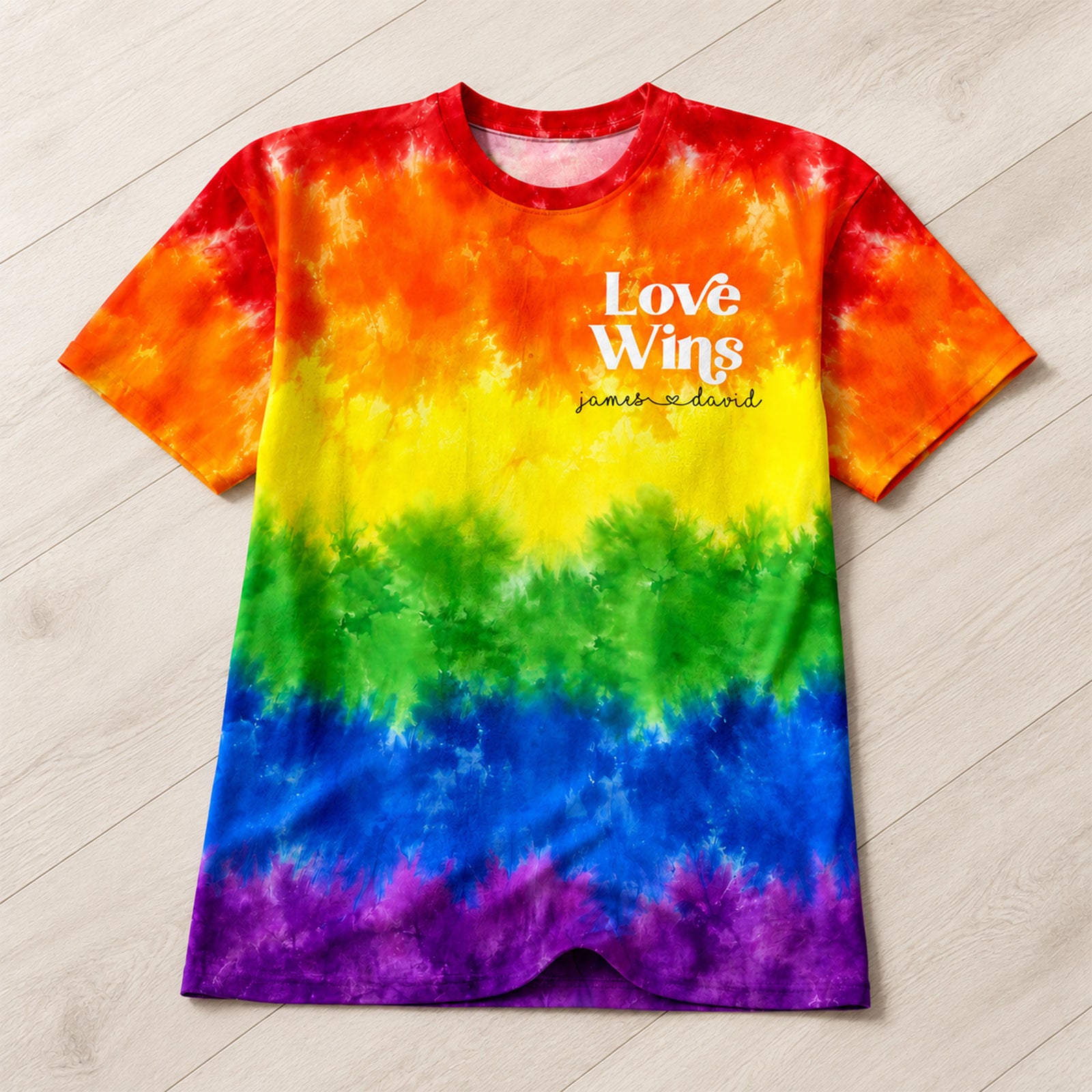 Love Wins Rainbow Tie Dye Pride Theme - Personalized Shirt - Pride Month Keepsake