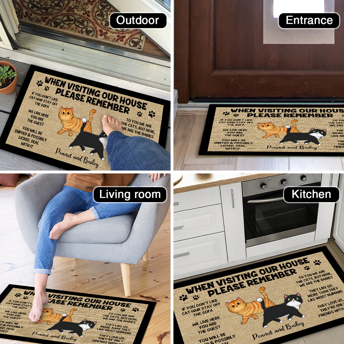 Please Remember When Visiting Cats House Home Decor Gift For Cat Lover Personalized Doormat