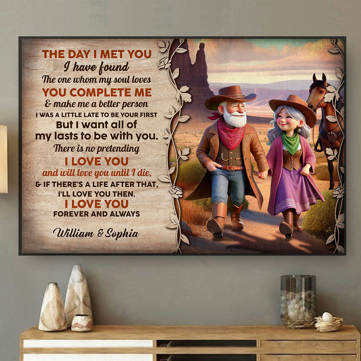 The Day I Met You Cowboy Happy Old Couple Personalized Poster, Anniversary  Gift For Him, For Her, Husband, Wife