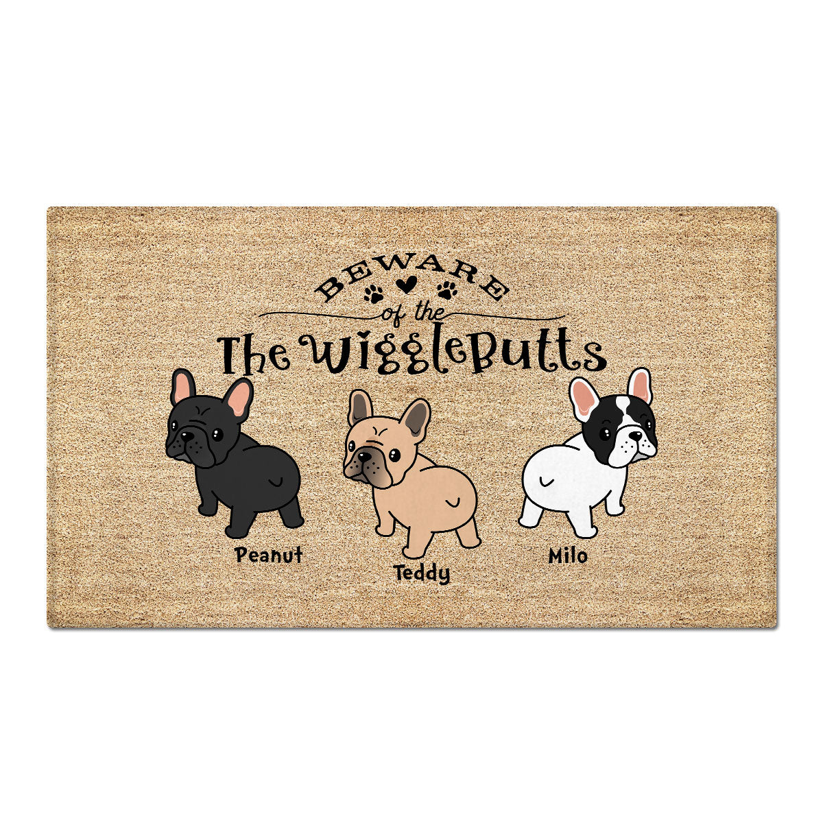 Frenchie Wiggle Butt Club Dog Personalized Doormat, Home Decor For French Bulldog Lovers