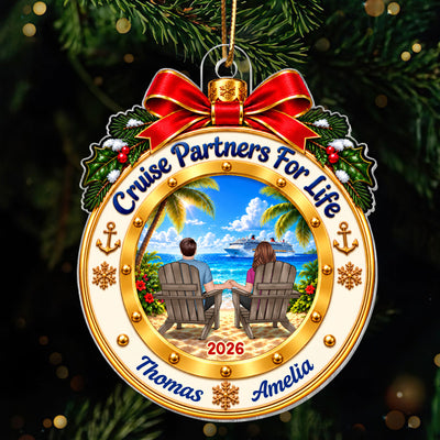 Cruise Partners For Life - Personalized Acrylic Ornament - Christmas Gift For Cruise Lovers, Couples, Husband, Wife