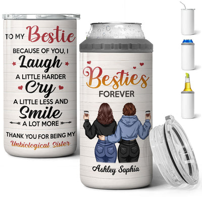 To My Bestie Back View Personalized 4 In 1 Can Cooler