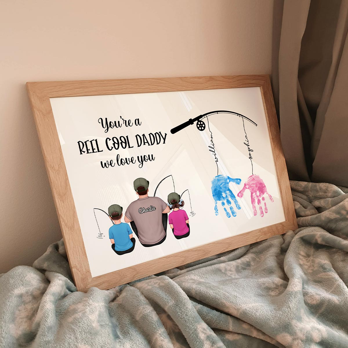 Reel Cool Daddy DIY Handprint Gift For Dad And Grandpa, Fishing Lover, Birthday Gift