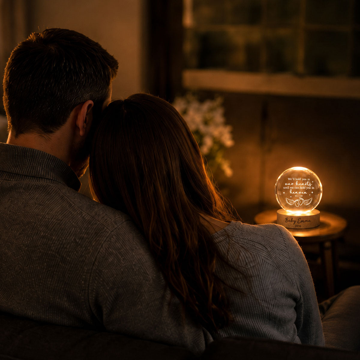 Baby Loss Memorial - Personalized Crystal Ball LED Night Light - Miscarriage Grieving Gift, Angel Baby Memorial Gifts
