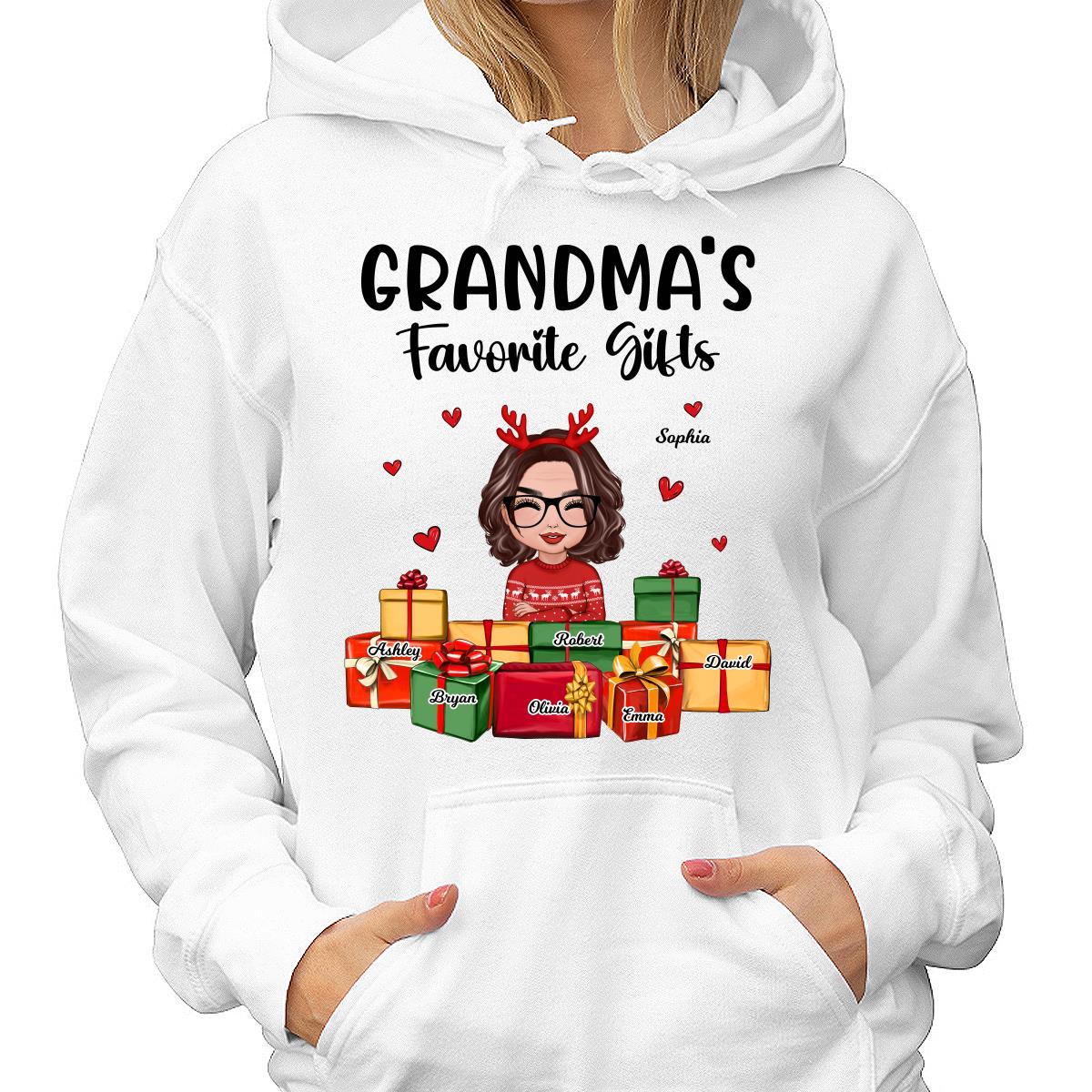 Christmas Cute Grandma Favorite Gifts Grandkids Names Personalized Shirt