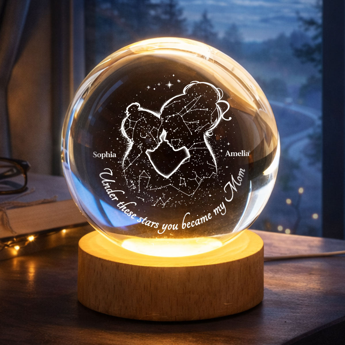 Under These Stars You Became My Mom - Personalized Crystal Ball - Heartfelt Gift For Mom, Grandma