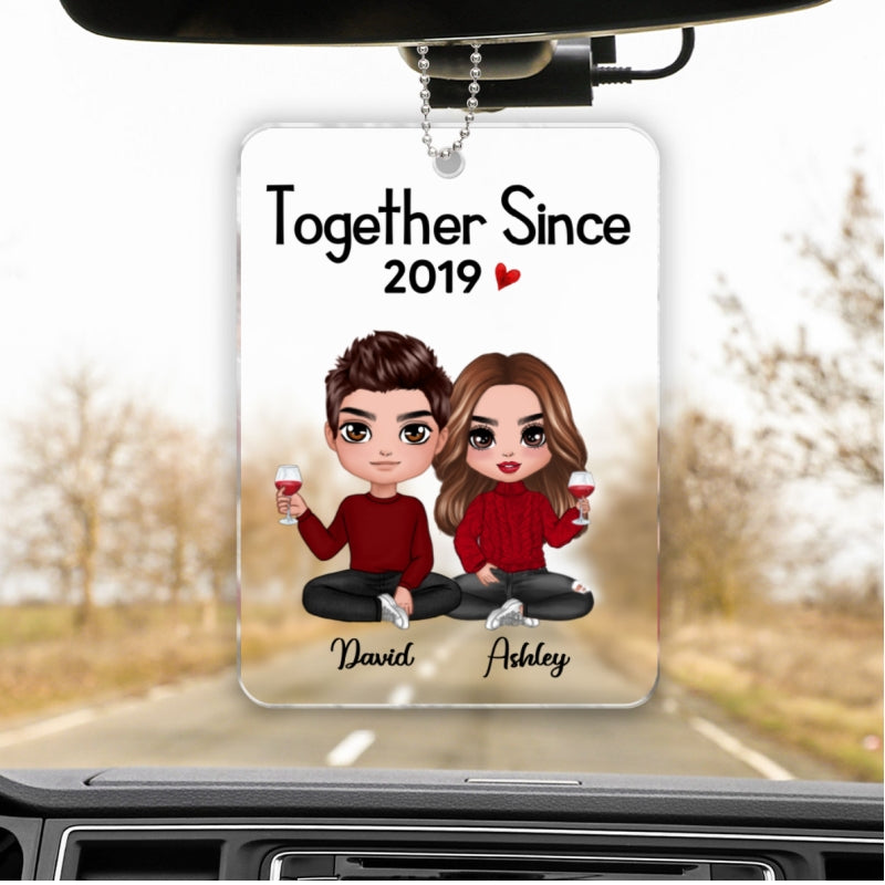 Doll Couple Sitting Together Since Personalized Acrylic Ornament - Anniversary Gift For Couple - Gift For Him, Gift For Her