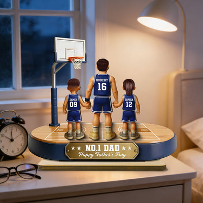 Daddy's Basketball Dream Team - Personalized 2-Layered Wooden Plaque - Father's Day Gift For Basketball Dad
