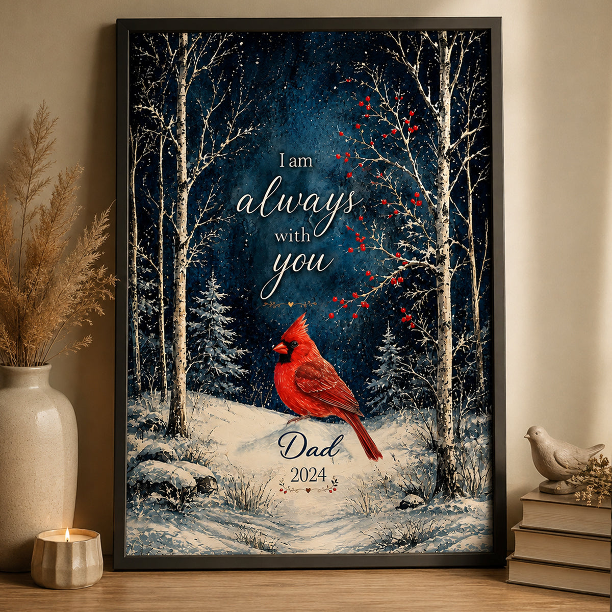 Winter Forest We Are Always With You Cardinals - Personalized Poster - Heartfelt Memorial Keepsake