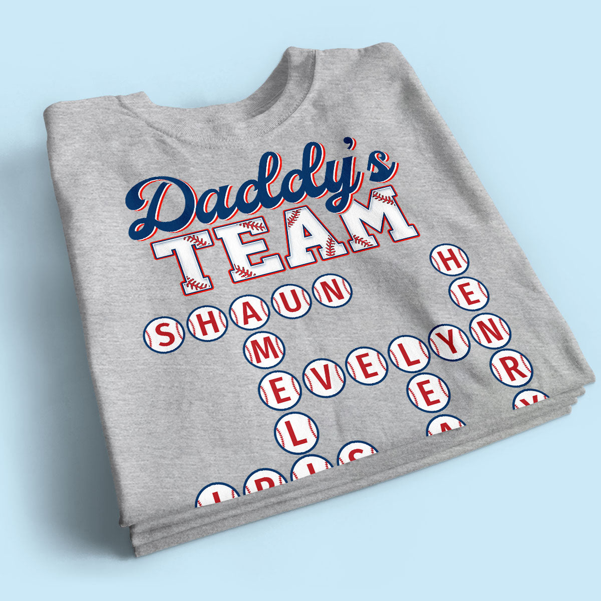 Baseball Daddy's Team Crossword Puzzle Art Personalized Shirt