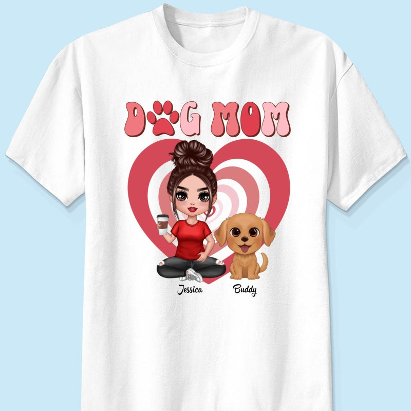 Watercolor Cute Dogs Valentine‘s Day Hearts Pattern Dog Mom Personalized Shirt