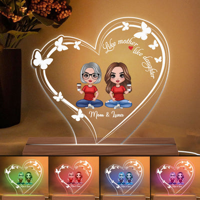 Heart Butterflies Doll Mother And Daughters Personalized Custom Shape LED Night Light