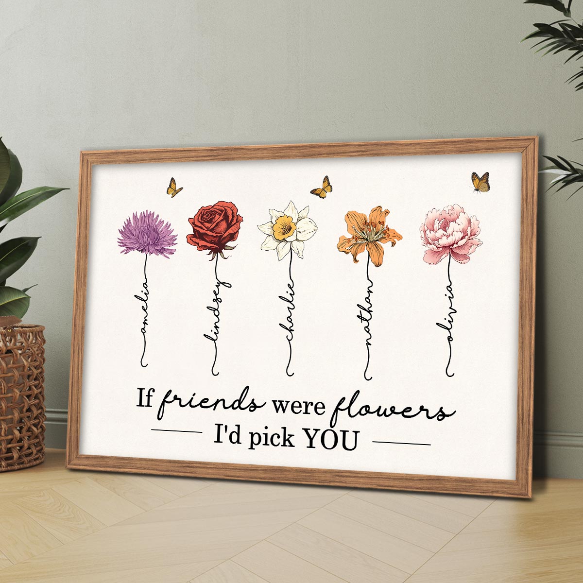If Friends Sisters Were Flowers I'd Pick You Birth Month Flowers Personalized Poster, Gift For Best Friends, Besties, BFF, Sisters