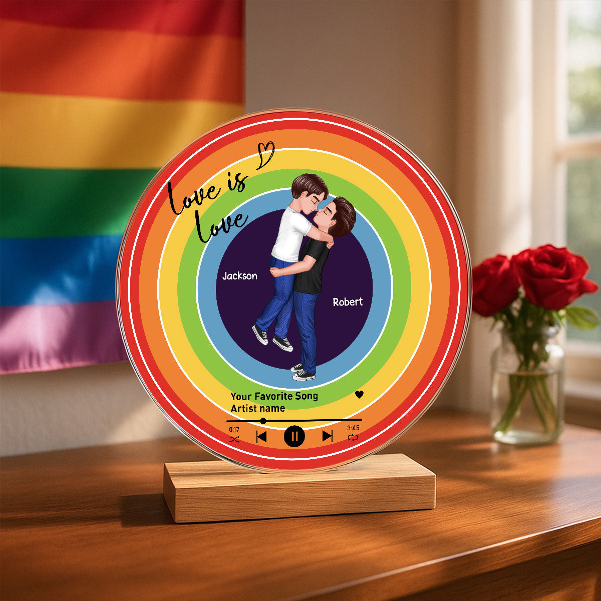 Custom Song  LGBTQ Couple Personalzied Acrylic Record, Anniversary gift, Pride Month gift for him, for her