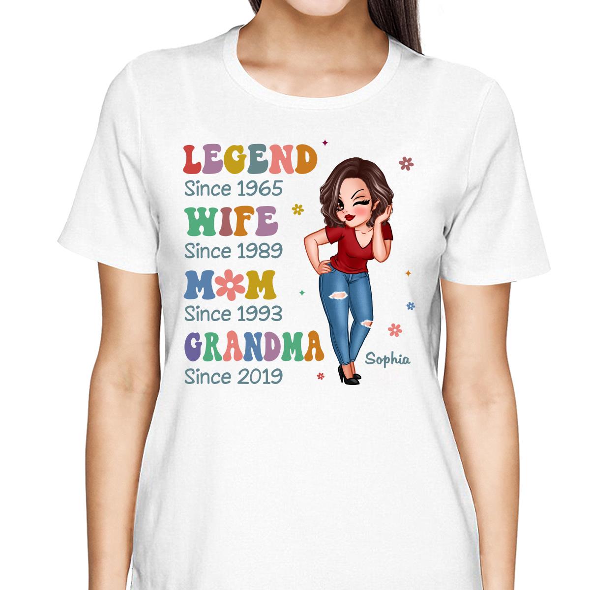 Half Colorful Legend Wife Mom Grandma Personalized Shirt