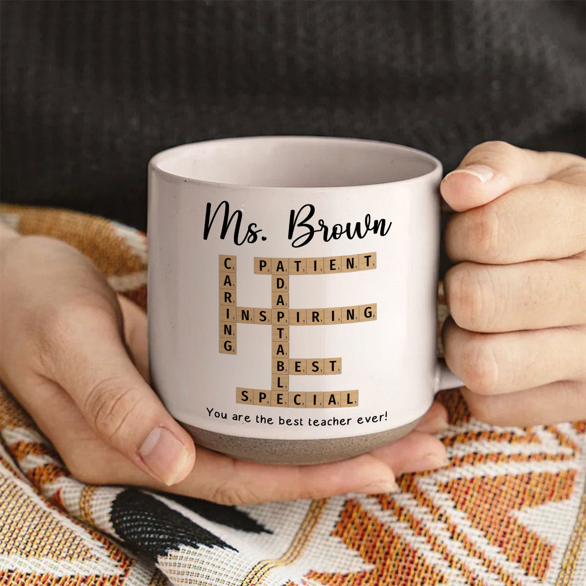 Best Teacher Coach Ever Crossword Art - Created In A Moment Personalized Pottery Mug