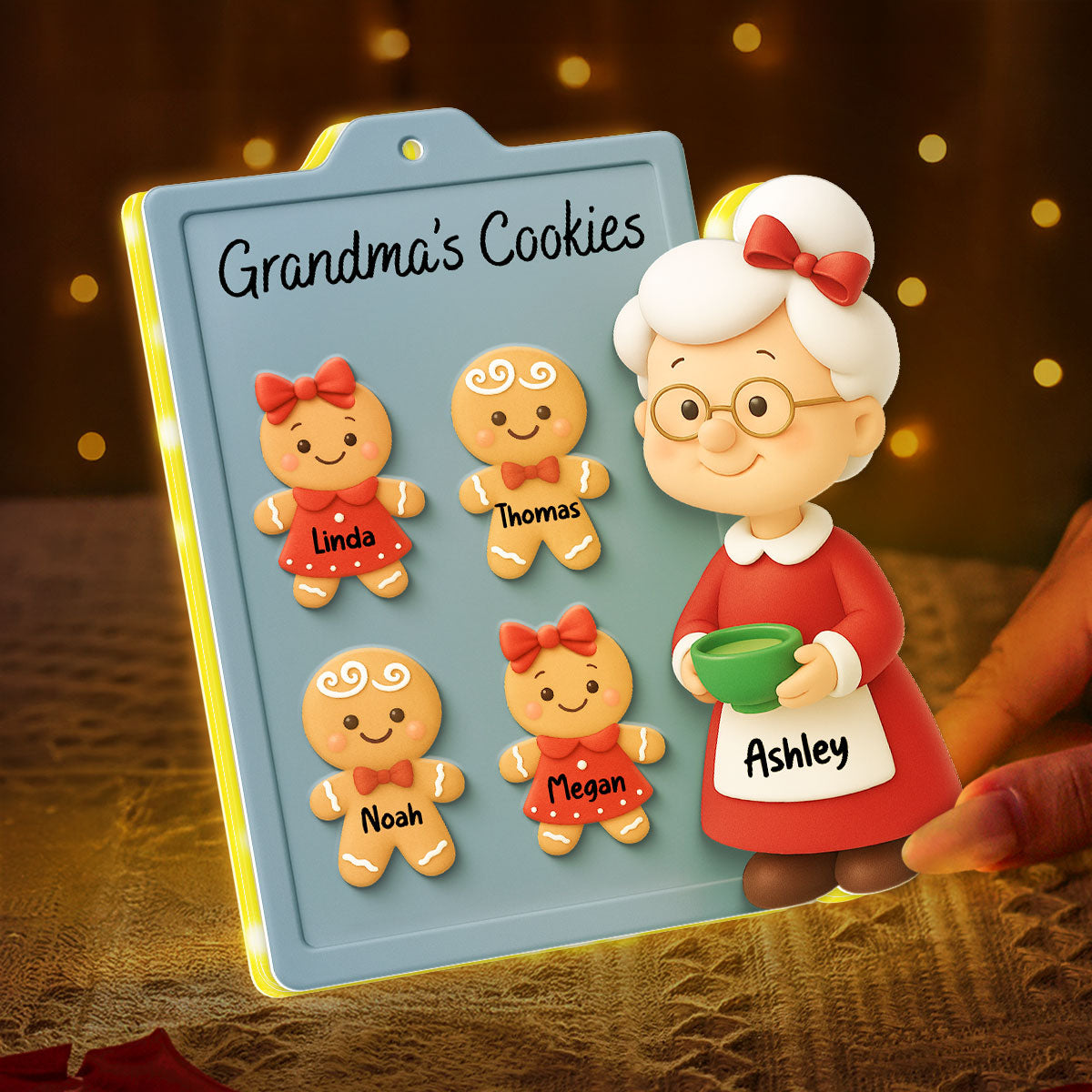 Grandma Cookies 3D Effect - Personalized Light Box - Christmas Gift for Grandmas