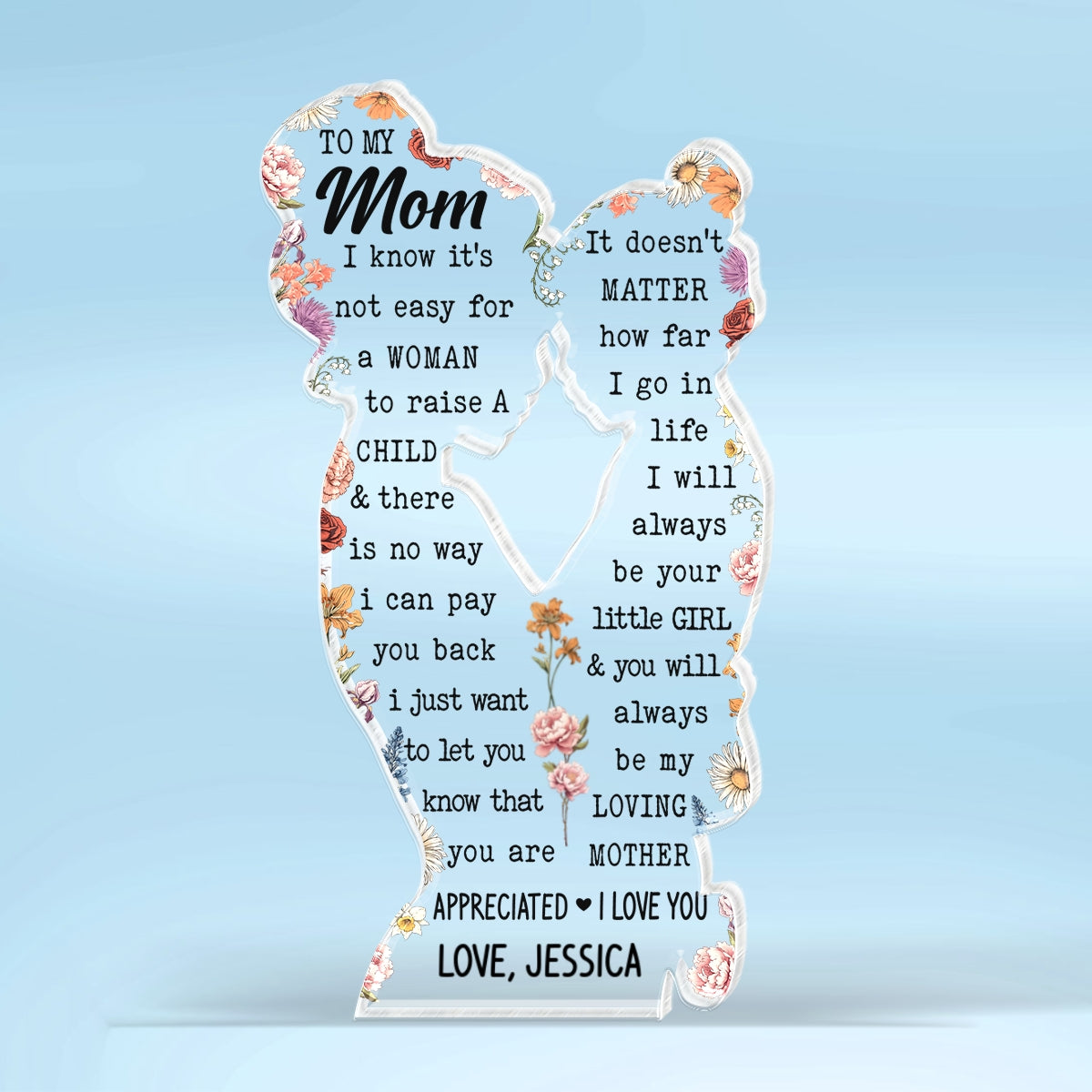 Mom & Daughter Birth Month Flower Personalized Acrylic Plaque Custom Shape, Perfect Gift For Mom