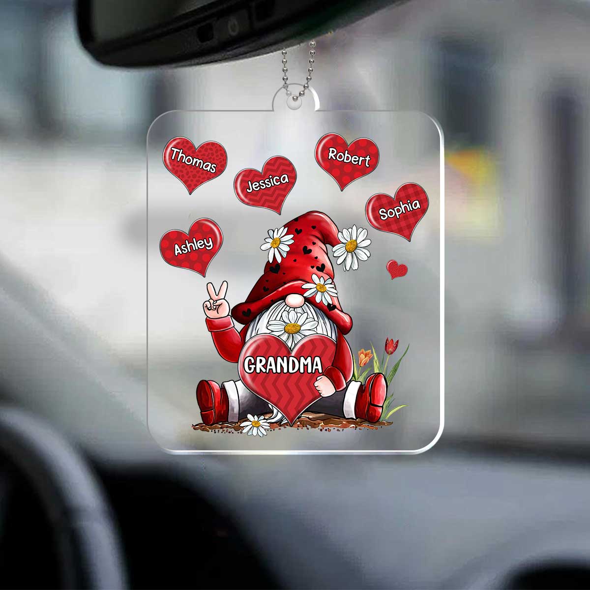 Gnome Grandma Grandkids Name Personalized Acrylic Ornament - Gift For Grandma
