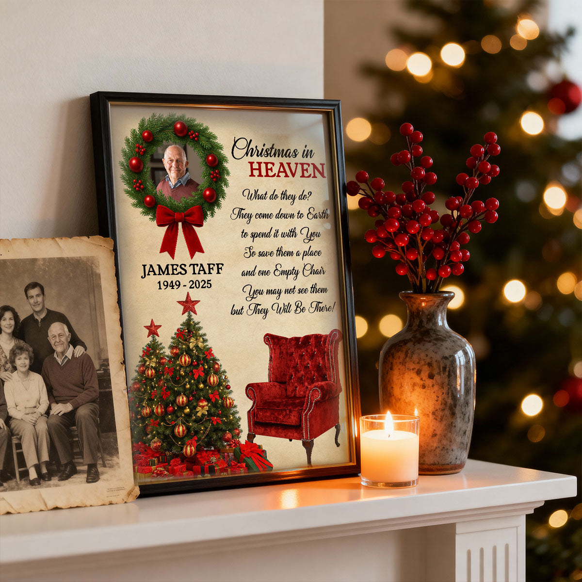 Christmas In Heaven Upload Photo Family Memorial - Personalized Poster