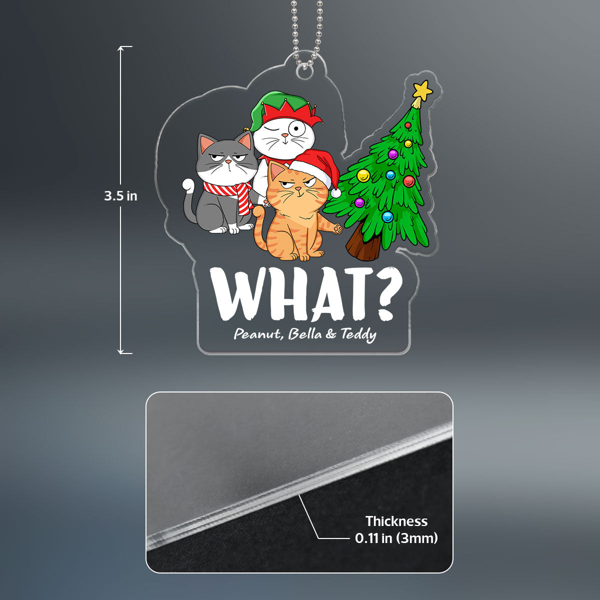 What Cats Funny Expressions Christmas Personalized Acrylic Ornament