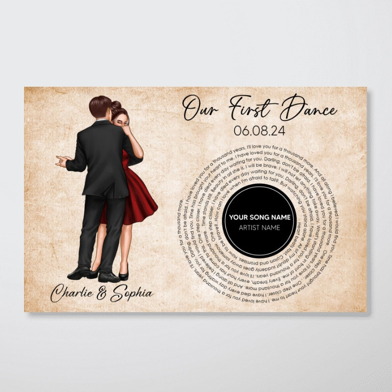 Our First Dance Couple Dancing Favorite Song Vinyl RecordPersonalized Poster, Heartfelt  Gift, Wedding Gift For Couple, For Him, For Her