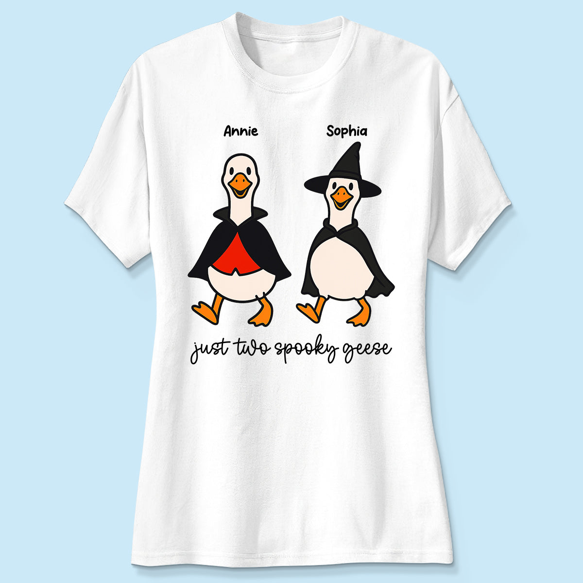 Halloween Funny Cute Spooky Goose Besties Personalized Shirt, Group Shirt For Besties