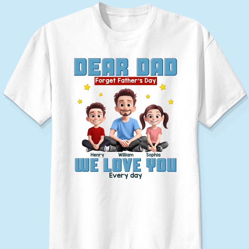 Cartoon Funny Dad And Kids Forget Father's Day Personalized Shirt, Gift For Dad