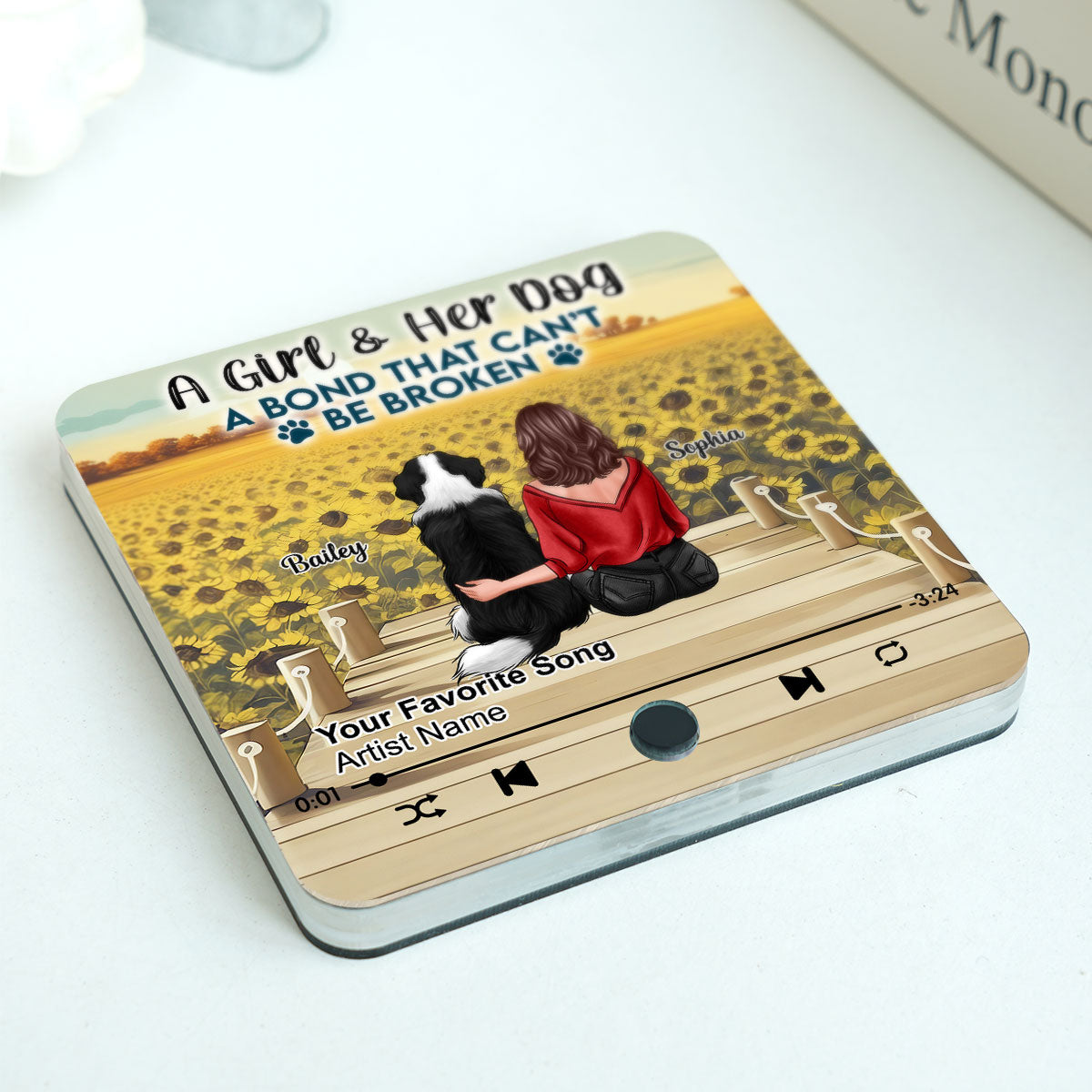 A Girl And Her Dog Personalized Music Fridge Magnet, Heartfelt Gift For Her, For Dog Lovers