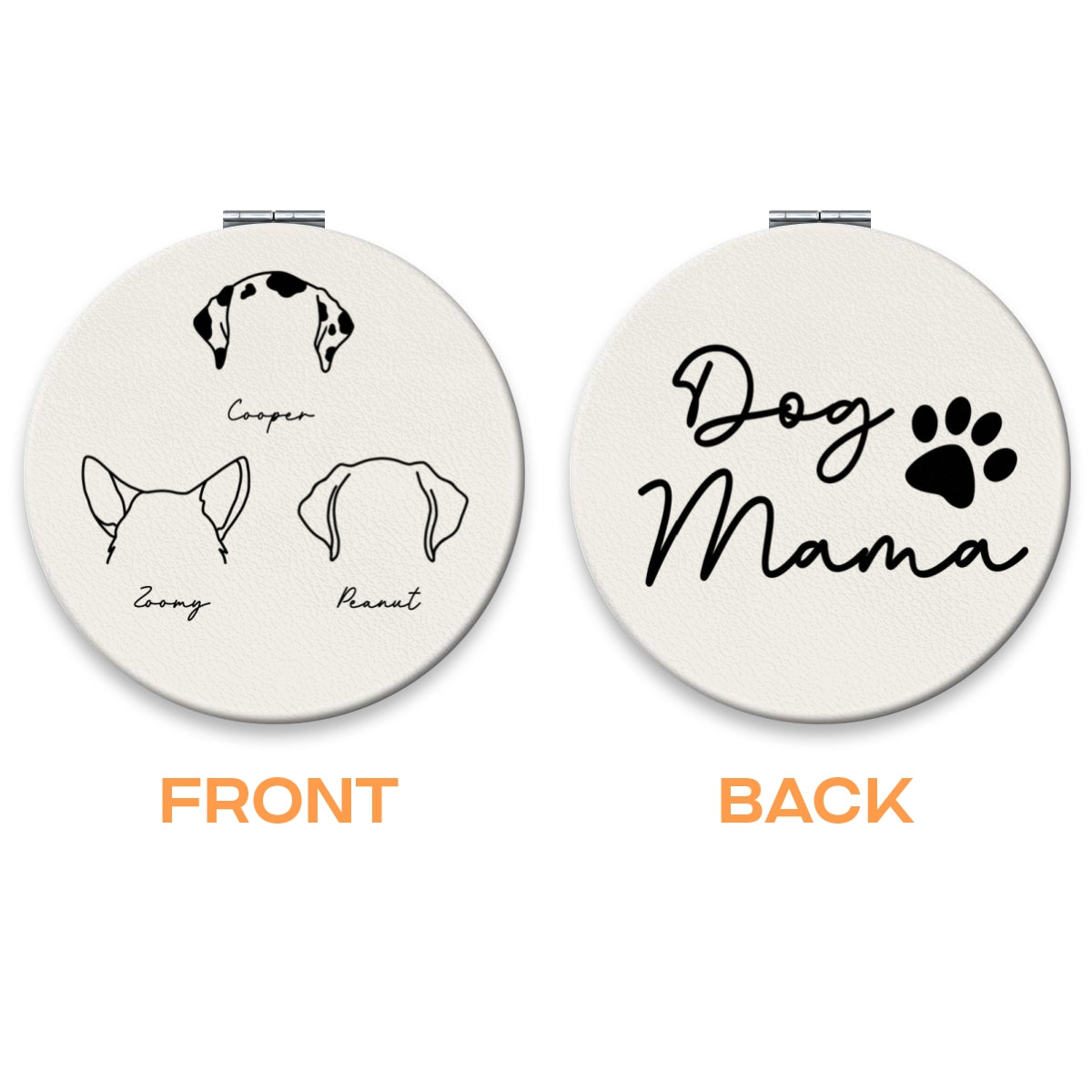 Dog Mom Outline Dog Head Personalized Circle Compact Mirror