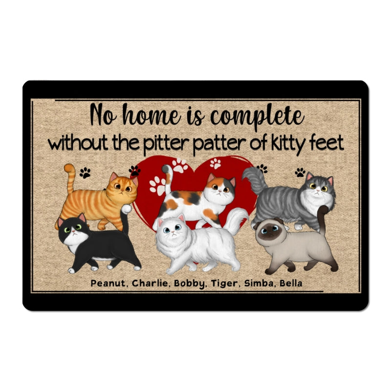 Pitter Patter Of Kitty Feet Cats Personalized Doormat