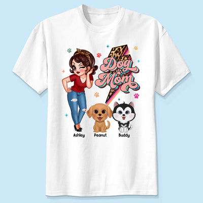 Dog Mom Retro Leopard Lightning Personalized Shirt