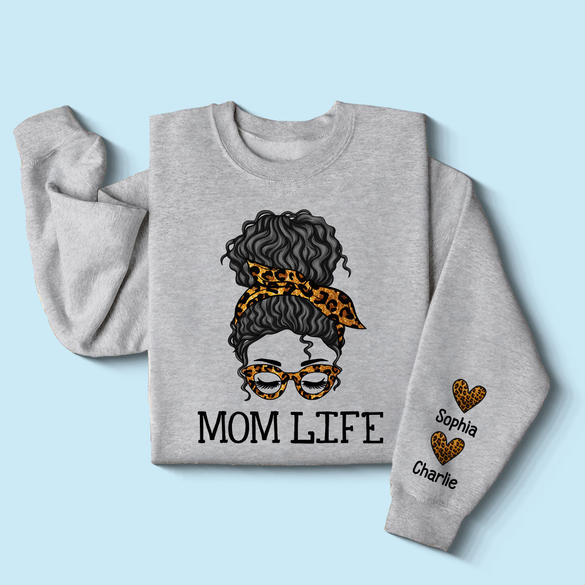 Messy Bun Gift For Mom Personalized Sleeve Printed Sweatshirt