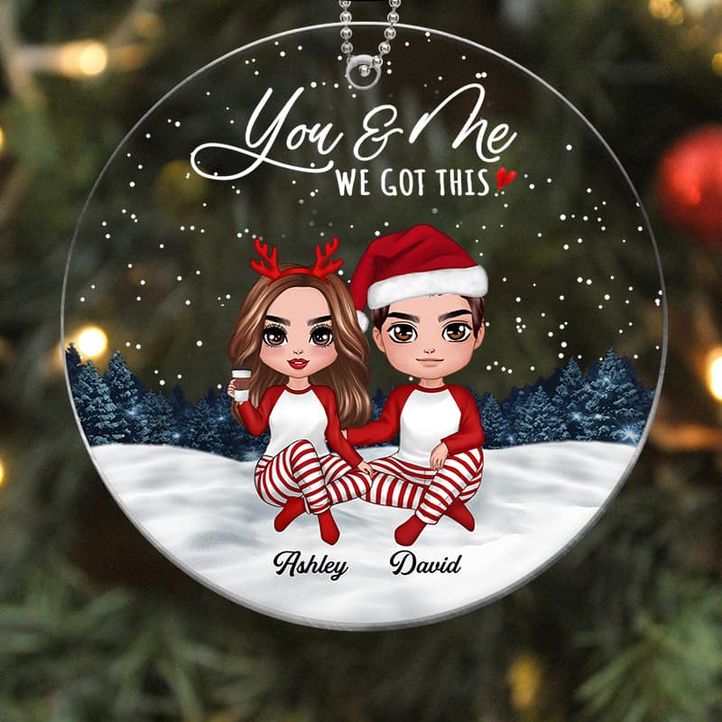 Doll Couple Pajamas In Snow Together Since Personalized Acrylic Ornament