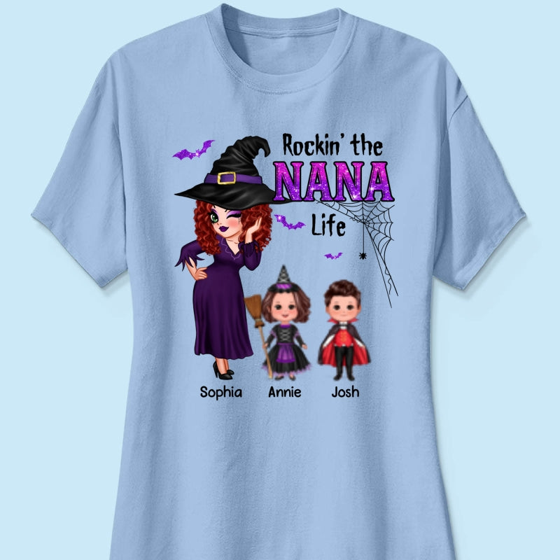 Pretty Grandma Halloween Rockin‘ The Grandma Mom Auntie Life Personalized Shirt