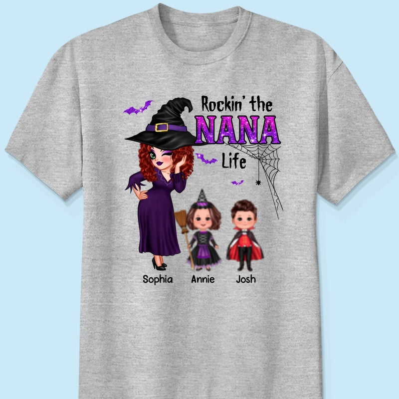 Pretty Grandma Halloween Rockin‘ The Grandma Mom Auntie Life Personalized Shirt