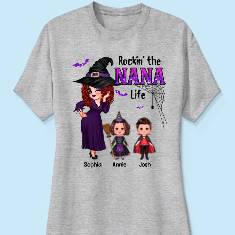 Pretty Grandma Halloween Rockin‘ The Grandma Mom Auntie Life Personalized Shirt
