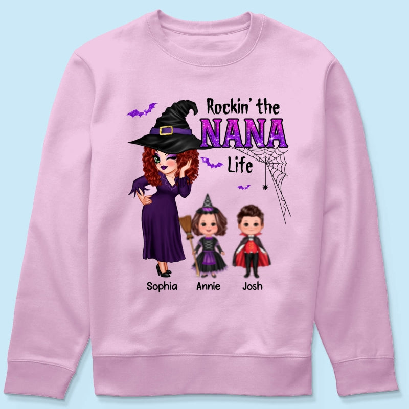 Pretty Grandma Halloween Rockin‘ The Grandma Mom Auntie Life Personalized Shirt