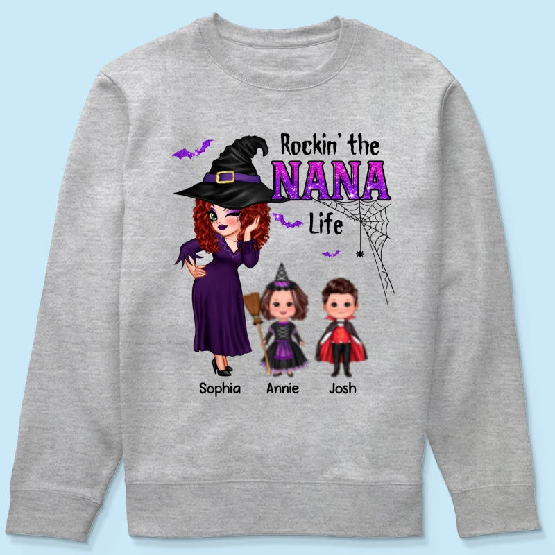 Pretty Grandma Halloween Rockin‘ The Grandma Mom Auntie Life Personalized Shirt