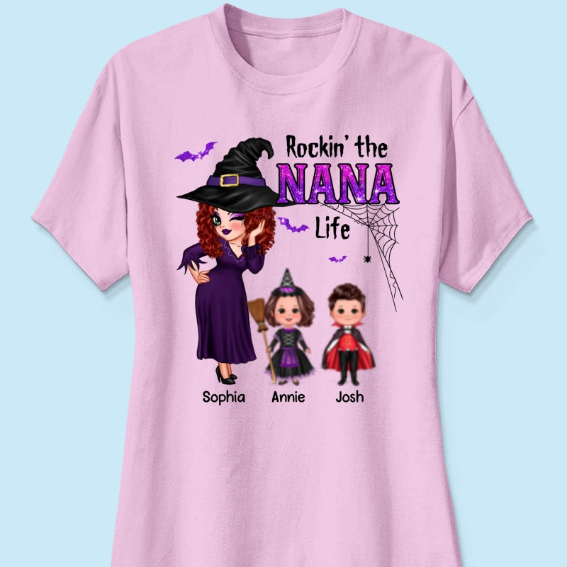 Pretty Grandma Halloween Rockin‘ The Grandma Mom Auntie Life Personalized Shirt