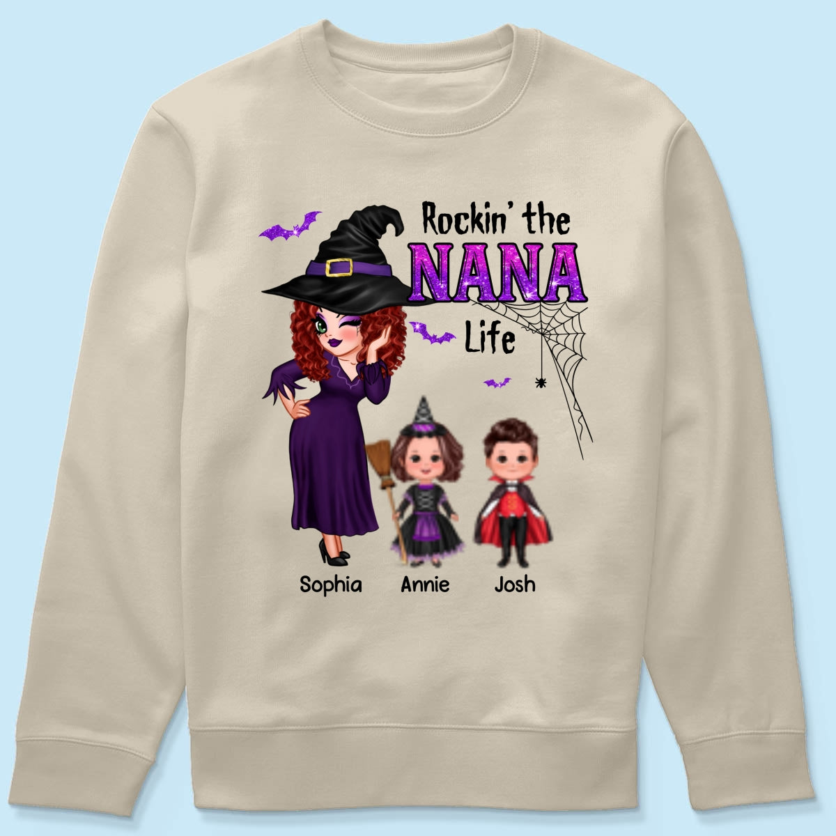 Pretty Grandma Halloween Rockin‘ The Grandma Mom Auntie Life Personalized Shirt